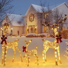 Christmas Light Up Deer Elk Set Home Decorations Outdoor Deer Family Set Porch