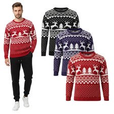 Christmas Sweater Unisex Ugly Santa Novelty Fairisle Retro Reindeer Xmas Jumper