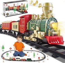 Christmas Train Set for Under The Tree with Lights, Music, Sounds, and Steam –