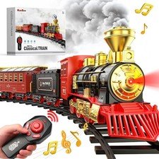 Christmas Train Set with Remote Control Smoke. Lights. and Sound. Classic Electr