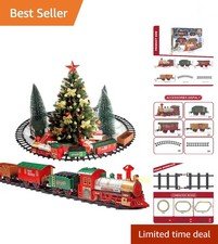 Classic Christmas Train Set with Lights and Sounds Railway Tracks Sets Batter...