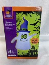 CLEARANCE!! Halloween Lighted Ghost W/Hat & Pumpkin 5 Ft LED Airblown Inflatable