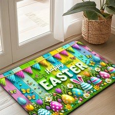 Colorful "Happy Easter" Door Mat