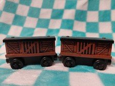 Custom Hand-Painted Thomas and Friends Wooden Railway Brown Wooden Boxcar Vans