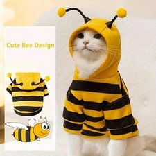 Cute Bee Pet Costume for Dog & Cat Halloween Hoodie Warm Puppy Coat Apparel Outf
