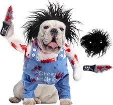 Dog Halloween Funny Doll Wig Costume Pet Cosplay Knife (Small)