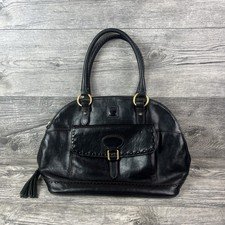 Dooney & Bourke Black Florentine Leather Domed Buckle Satchel