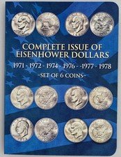 Eisenhower Ike Dollar 6 Coin Set Complete Set of all 6 Years 1971 - 1978 W/COA