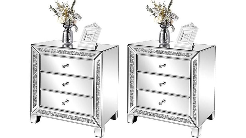 elegant mirrored nightstand duo