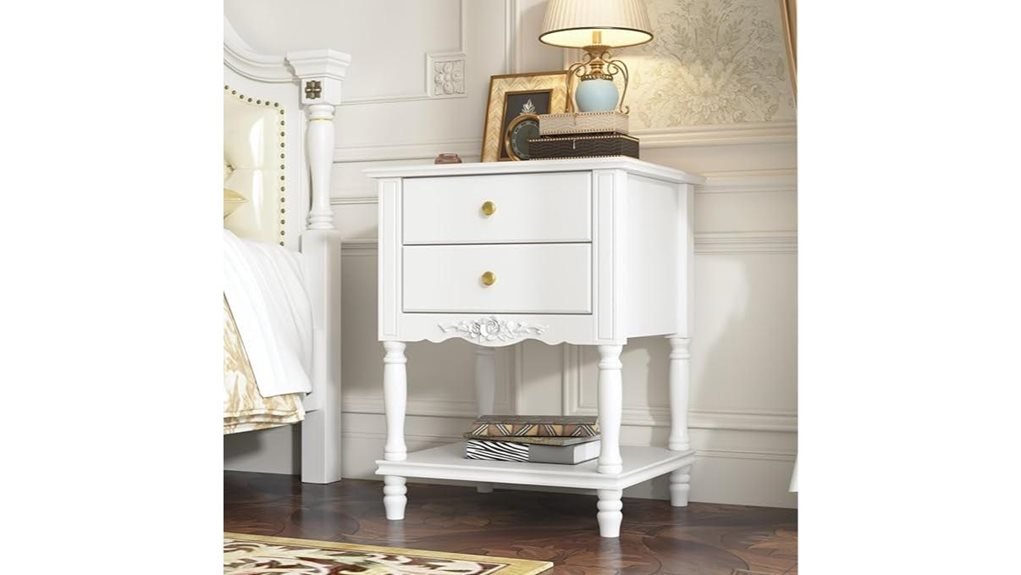 elegant two drawer nightstand