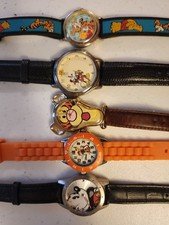 Five Vintage disney watches TIGGER mickey Mouse Disney time works Timex !