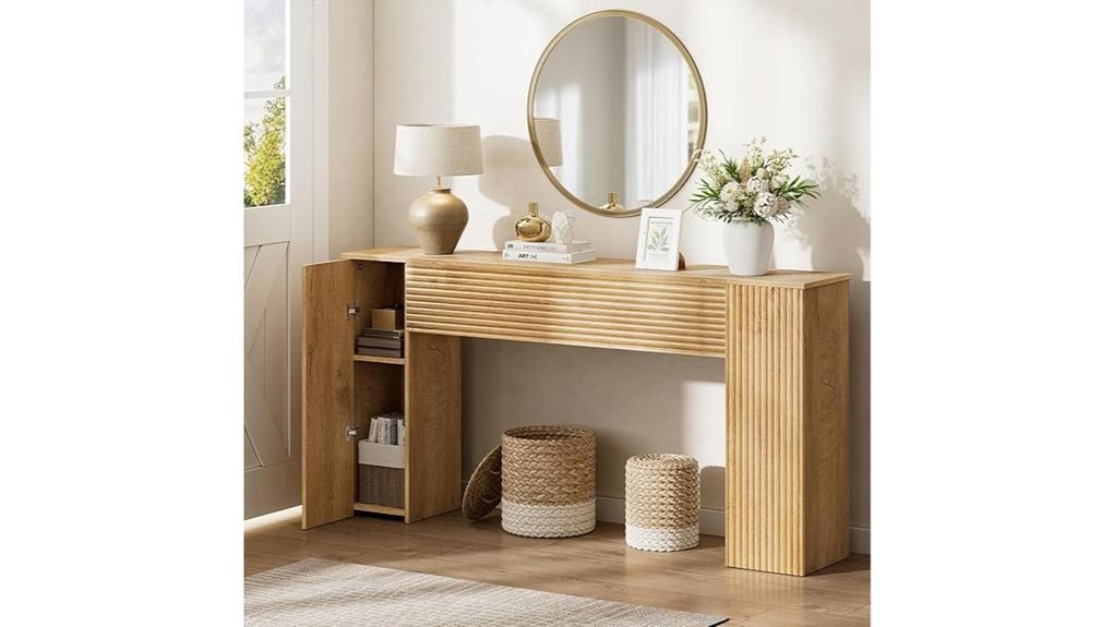 fluted console table storage
