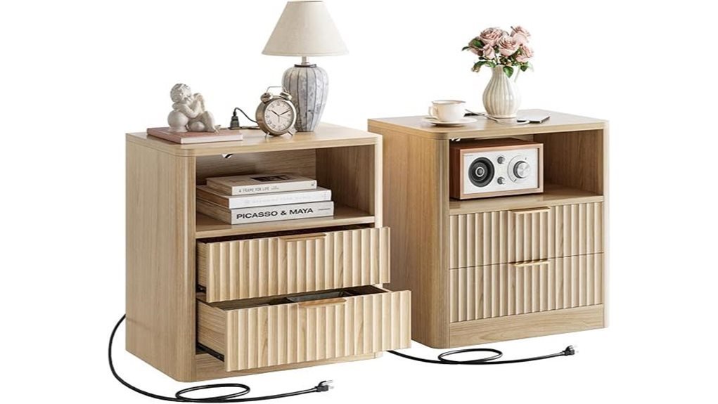 fluted night stand set