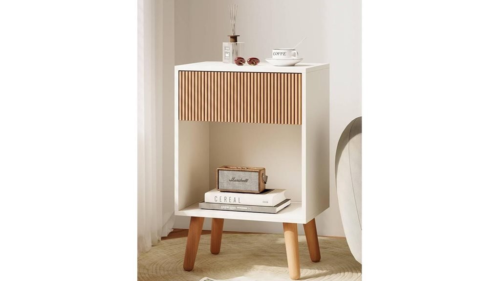 fluted nightstand with drawers