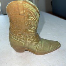 Frankoma Pottery 134 Cowboy Boot Desert Gold Green 4 1/2"