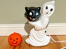 Friendliest Ghost Cat O Lantern Head + Pumpkin Blow Mold Halloween General Foam