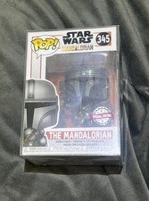 Funko Pop Star Wars Mandalorian #345 Chrome Special Edition w/ Protector