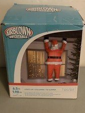 Gemmy Airblown Inflatable Realistic Roof Hanging Santa Christmas Decor 6.5 ft