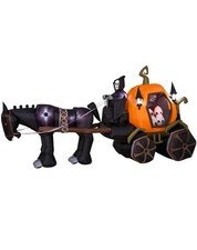 Gemmy Halloween Airblown Inflatable 15ft Grim Reaper w/ Horse & Pumpkin Carriage