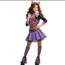 Girl's Monster High Clawdeen Wolf Costume Halloween Outfit Size Large (10/12)