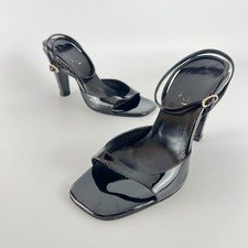 Gucci | Authentic Vintage Black Patent Leather Heels Ankle Strap Stiletto (35)