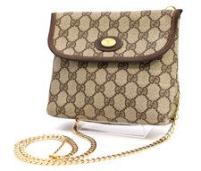 Gucci Vintage Bag Crossbody Shoulder Bag Purse GG Supreme Brown Small Authentic