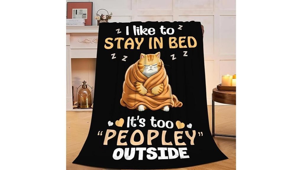 humorous feline themed throw blanket