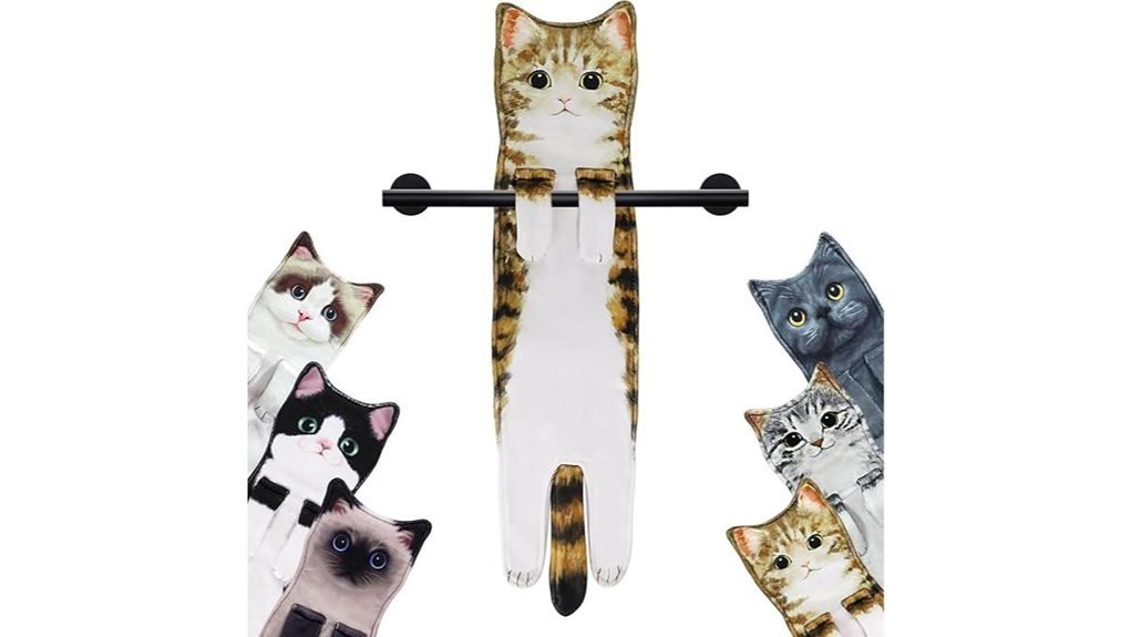 humorous feline themed towel