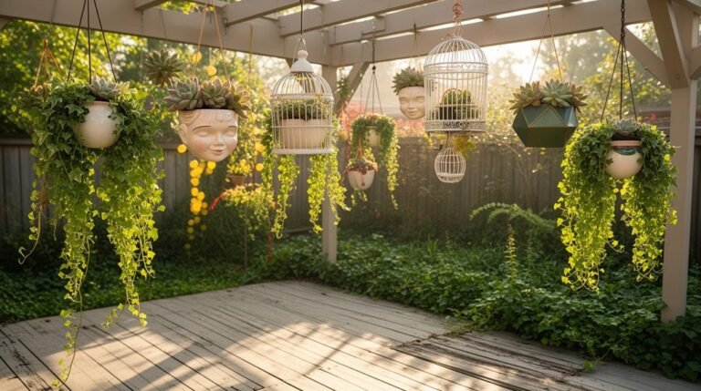 humorous garden hanging planters