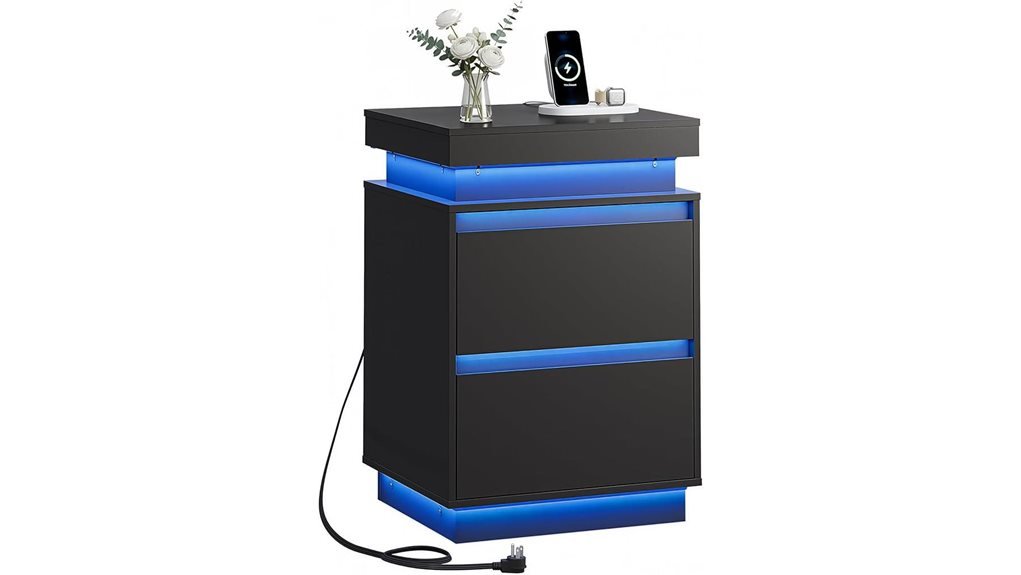 illuminated black nightstand design