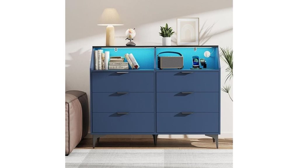 illuminated dresser with charging