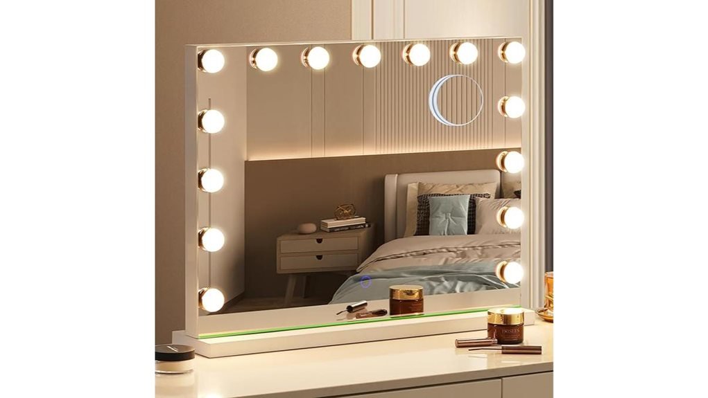 illuminated mirror with magnification