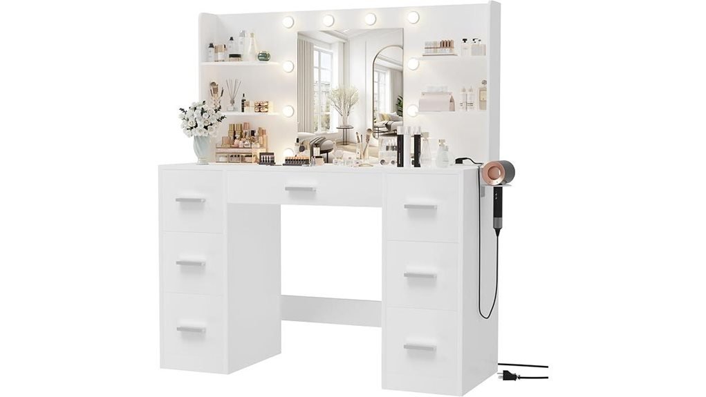 illuminated white vanity desk