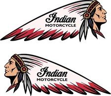 Indian 4.5" x 12" Motorcycle Tank Vinyl Decal Custom Chief 4.5" x 11.5" Set of 2