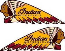 Indian 4.5" x 12" Motorcycle Tank Vinyl Decal Scout Chief Full Color Left Right
