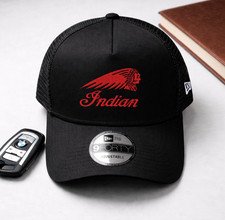 Indian Motorcycle Embroidered Trucker Hat Mesh Adjustable Snapback Biker Cap