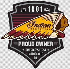 Indian Motorcycles Badge Die Cut Sticker Decal Classic 5.8" x 5.6" Full Color