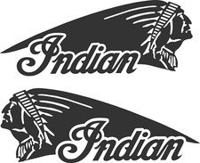 Indian War Bonnet Motorcycle Tank Decal GLOSS BLACK 4.5" x 12" Scout Chief L & R