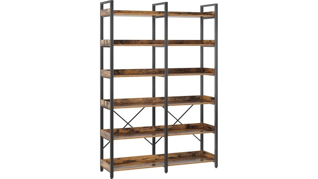 industrial bookshelf with hooks
