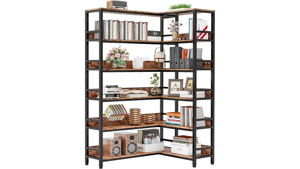 industrial six tier bookshelf