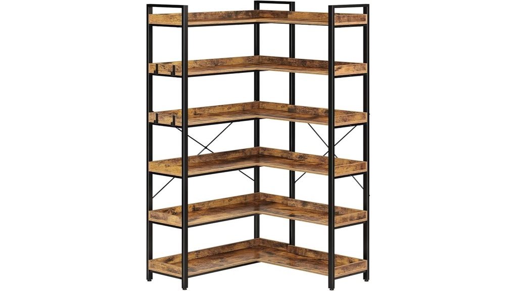 industrial six tier bookshelf