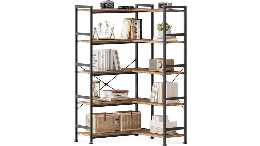 industrial wood metal bookshelf