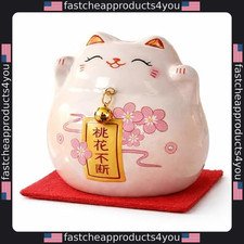 Kcrygogo Pink Maneki Neko Cat Figurine ? Cute Japanese Lucky Desk Ornament