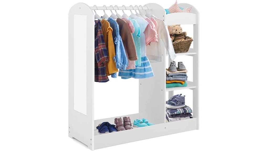 Kids Dress-Up Storage with Mirror and Rack