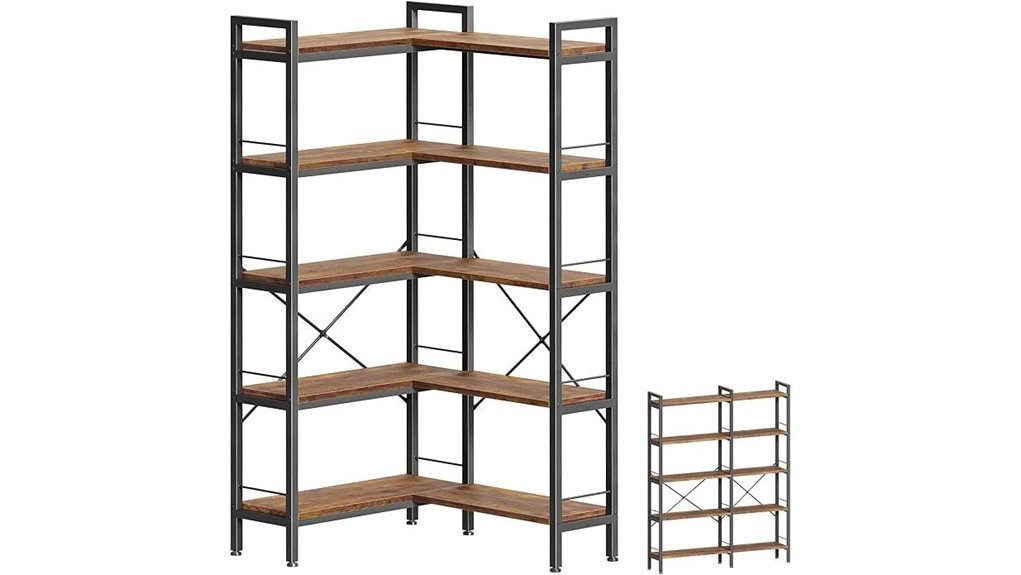 l shaped 5 tier bookshelf