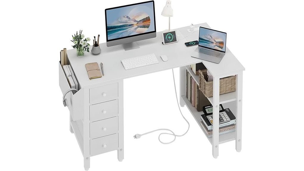 l shaped desk with power