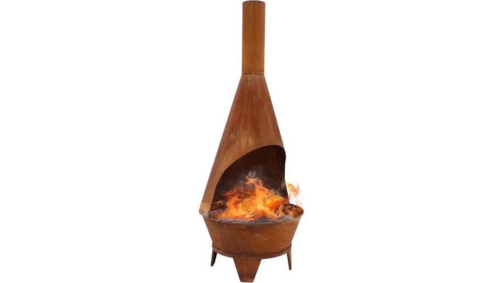large outdoor fireplace chiminea