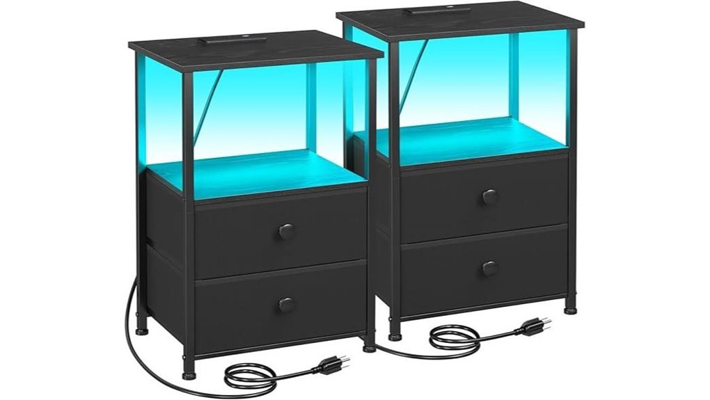 led nightstand with charging