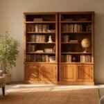 library inspired wood bookcases