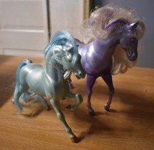 Lot of 2 Barbie (or similar) Horses in Blue & Purple